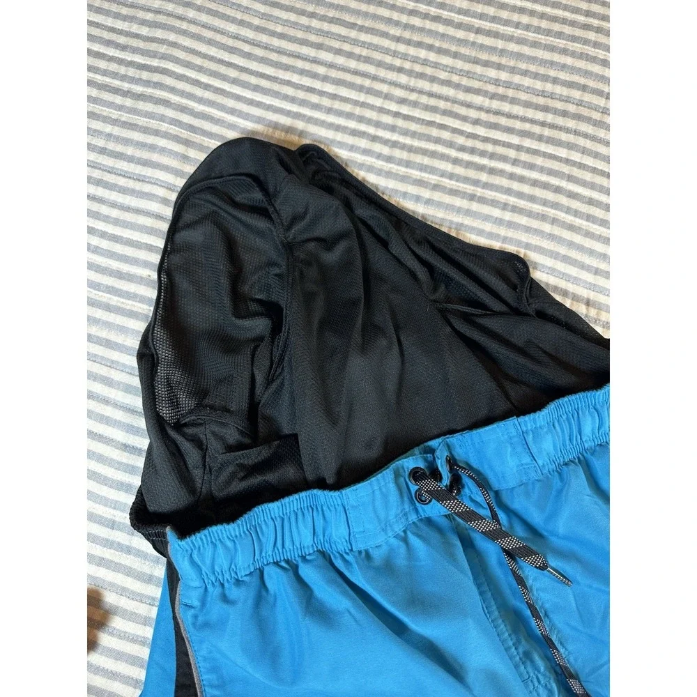 Nike Men's Swim‎ Trunks Shorts Blue Black Lined Drawstring Size Large